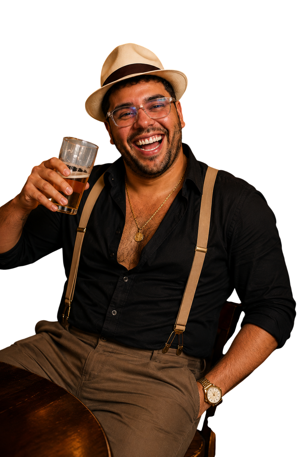 André brindando